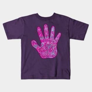 Spiral Hand Print Magenta Kids T-Shirt